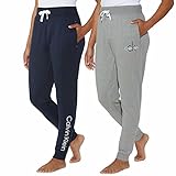 Calvin Klein Women's 2 Pack French Terry Joggers (as1, Alpha, m, Regular, Regular, Shoreline(Navy)/Wolf Grey Heather, Medium)