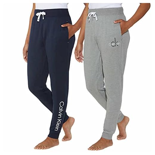 Calvin Klein Women's 2 Pack French Terry Joggers (as1, Alpha, s, Regular, Regular, Shoreline(Navy)/Wolf Grey Heather, Small)