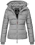 winterjacke damen silber metallic Hoher Stehkragen schützt vor Wind und Kälte