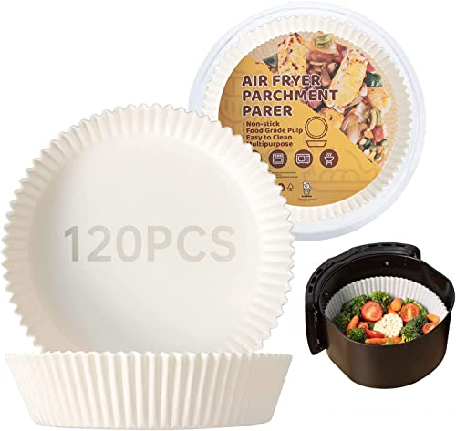 katbite Papel de horno redondo para freidora de aire caliente Airfryer, color natural, 120 unidades Cover