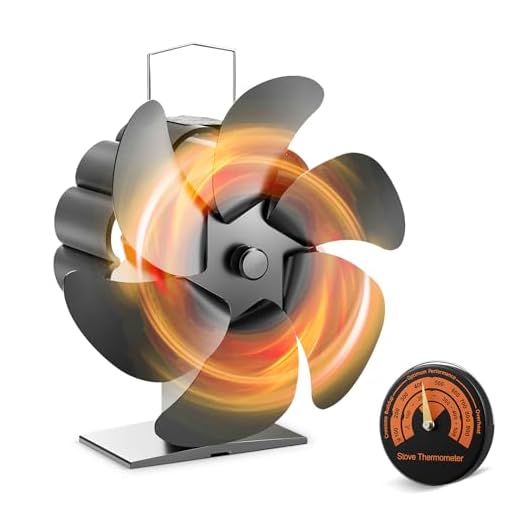 Ovshnrr 6 Palas Ventilador de Chimenea Con Termómetro, Circulación de Aire Caliente Para Estufas de Pellets/Gas/Leña y Chimeneas (6 Palas)