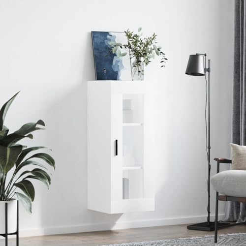 Armario de pared blanco de 90 cm con elegante puerta de cristal para un salón moderno 4