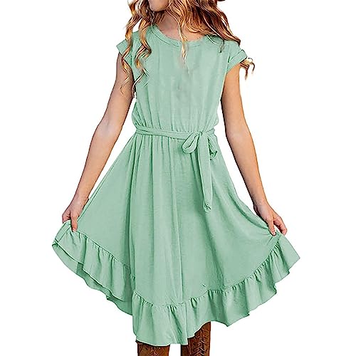 Vestido vintage para niña de manga corta con volantes, estilo retro, rockabilly, 4 a 13 años, vestidos de fiesta, ropa para niñas, a, 10-11 años