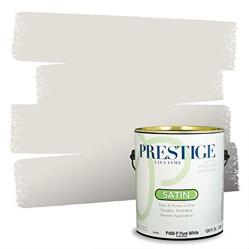 PRESTIGE Paints Interior Paint and Primer In One, 1-Gallon, Satin, Comparable Match of Sherwin Williams* Eider White*
