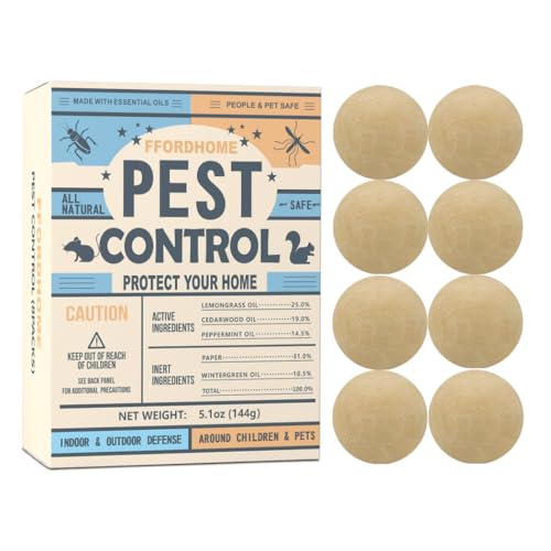 Pest Control Balls - Peppermint Pest Repellent for Mouse, Mice, Rats, Ants, Roaches, Moths & More - Strong Repel Indoor & Outdoor Mouse & Mosquito Deterrent - 8 Balls