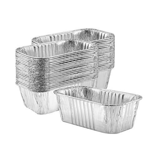 Thick Aluminum Loaf Pans (50 Pack) | 1 Lb. Mini Baking Pans for Bread, Lasagna, Meatloaf, Cake | Heavy Duty Disposable Oven Bake Tin for Cooking & Food Storage