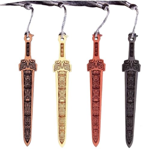 ubNNbvAA Pack Of 4 Wood Swords Bookmarks With Tassels 14x2.3x0.2 cm