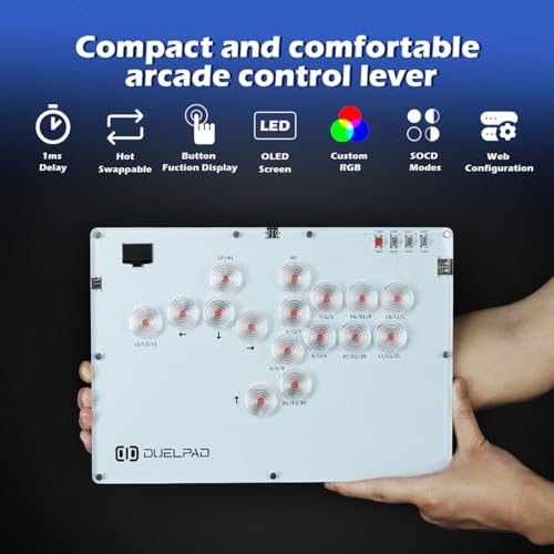 Duelpad アーケードスティック 16キー オールボタン A16レバーレスコントローラー カスタムRGB&ターボ付き - SOCD&ホットスワップ対応 アーケードコントローラー ストリートファイト PC/PS3/PS4/PS5/XBOX/Switch/Steam用