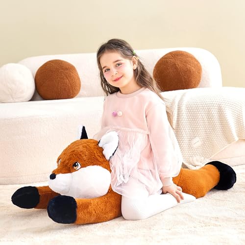 Image of IKASA Large Fox Cuddly Toy, Giant Soft Toy, 78 cm, Large Plush Toy, Cute Huge, Fluffy, Soft Jumbo Plush Toy, Gift for Children