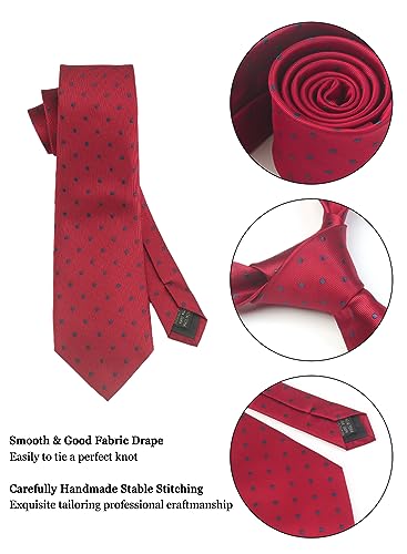 Image of Striped Plaid Polka Dot Mens Tie Formal Necktie Pocket Squares Ties Clips Cufflinks Classic for Men Set