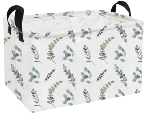 Image of Essme Rectangular Leaves Basket,Kids Storage Bins Organizer with Handles for Girls Room Decor, Gift Basket,Shelf Basket.(Leaves)