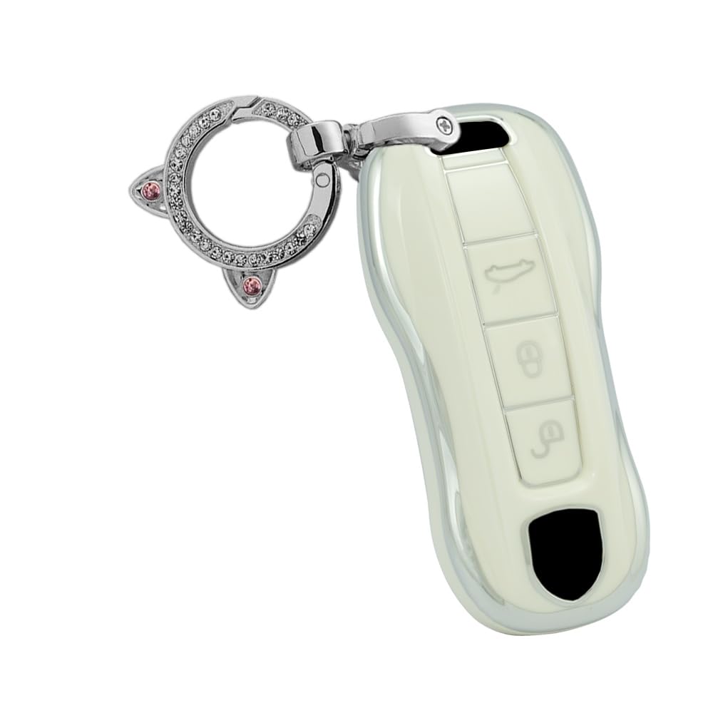 ontto - Custodia per Chiave Auto per Porsche Panamera Macan Cayenne Carrera Boxster Cayman 911 970 981 991 918, in Pelle TPU, Portachiavi di Protezione, Colore Argento