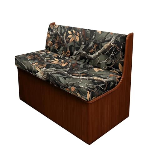 Knextrepoy Camo RV Dinette Cushion Covers Washable Stretch Couch Cushion Covers for RV Camper 2 PCS Oak Hunting Wood Car Bench Seats Interior RV Accessories