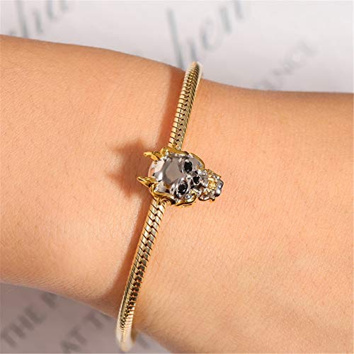Image of GNOCE Skull Pendant Charm Silver Dangle Charms Bead fit Bracelet /Necklace Jewelry Gift for Women Men