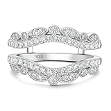 Wuziwen Vintage Wedding Bands for Women Curved Ring Enhancer for Engagement Rings Guard Wrap Stackable...