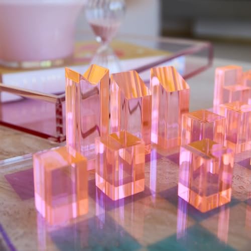 Juego de ajedrez y damas de acrílico Lucite miniatura 7