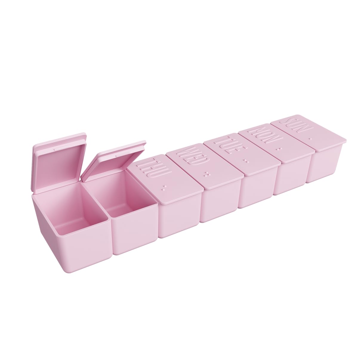 EZY DOSE Weekly (7-Day) Daily Pill Case, 2-Pack of Embossed Matte Pill Case, Daily Medicine & Vitamin Organizer Box, Large Easy-Open Compartments, BPA-Free Medication Planner for Travel, Cream & Pink