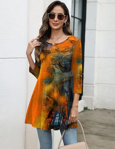 Image of Zeagoo Women Tops 3 /4 Sleeve Dressy Casual Plus Size Tunics Loose Blouses