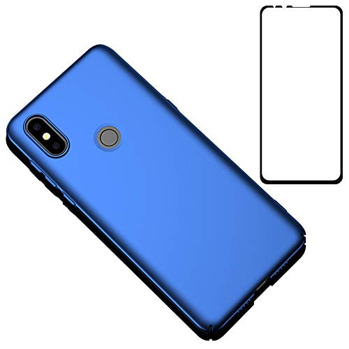 BLUGUL Coque Xiaomi Mi Mix 3 + Verre Trempé, Ultra Mince, Entièrement Protecteur, Sensation de Soie, Écran Protecteur et Dur Housses pour Xiaomi Mix 3 Bleu Cover