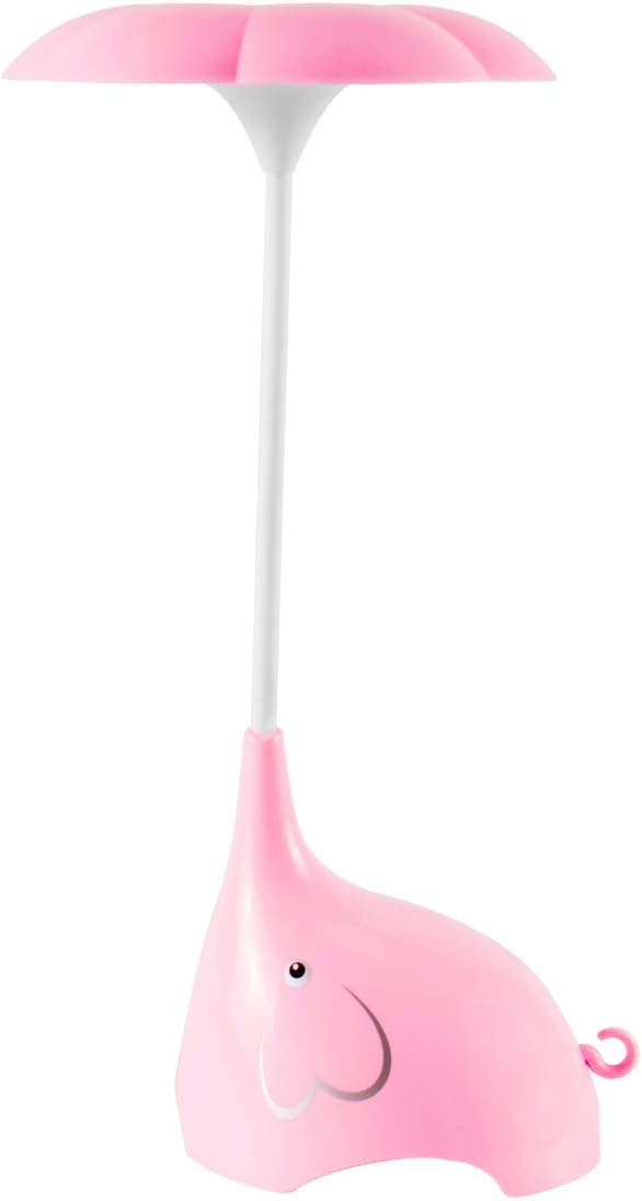 Night Lights for Kids, LED Desk Lamp Dimmable Bedside Lamp with USB Charging Port, Cute Elephant Shape, Touch Sensitive Control, 3 Brightness Levels (Pink)