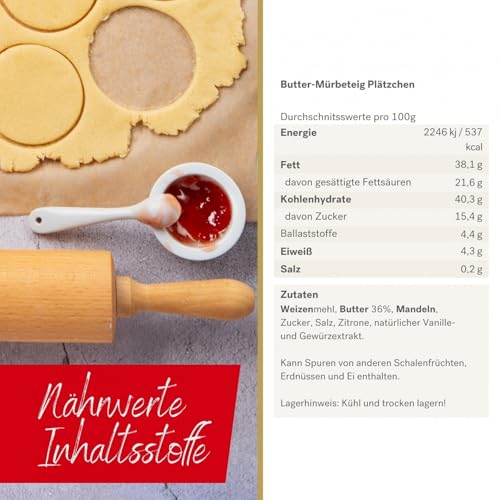 Krönner Butterplätzchen 200 g – Handgefertigte feinste Kekse – Butter Plätzchen mit Bourbon-Vanille und Zitronennote – Buttergebäck aus Mürbeteig – Butter Cookies in premium Qualität