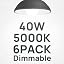 5000k Daylight-40w 6pcs