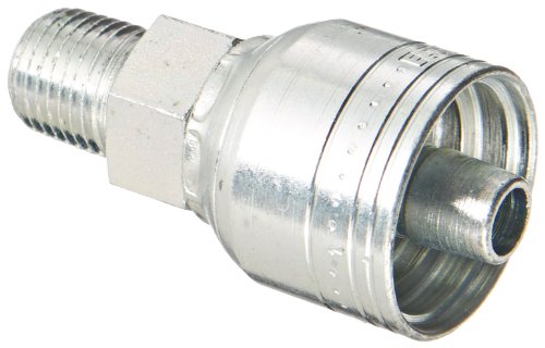 Image of Aeroquip 1AA4MP6 Carbon Steel Global TTC (Thru the Cover) Crimp Hose Fitting Male Pipe, Straight, 3 /8 inch Hose ID, 1 /4 inch - 18 Thread