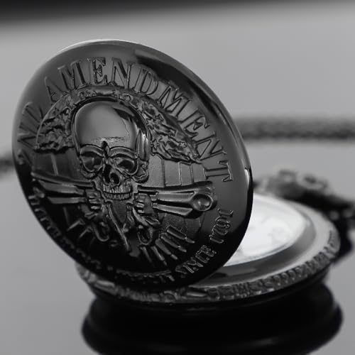 Image of Tiong Vintage Pocket Watch Engraved Cowboy Skull Wolf 3D Pattern Arabic Numerals Quartz Pocket Watch with Chain Best Gifts