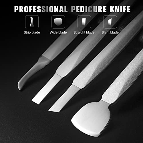 Image of FERYES Pedicure Knife Ingrown Toenail Kit, 4 PCS Professional Pedicure Tool Kit, Top Notch Foot Blade (Leather case included)