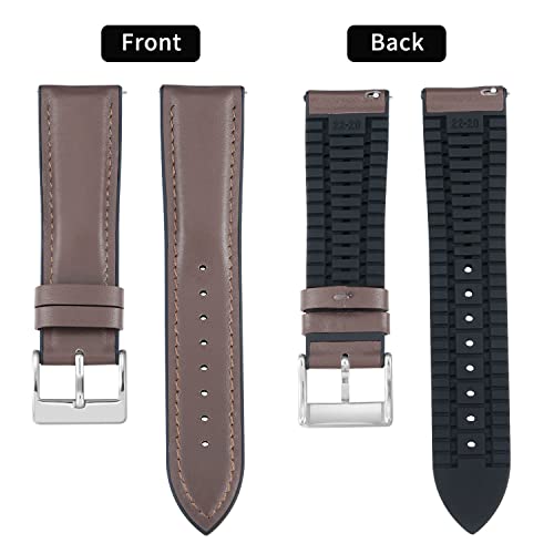Image of BINLUN Leather Silicone Watch Bands 14mm 16mm 18mm 19mm 20mm 21mm 22mm Quick Release Breathable Micro-Perforated Leather Silicone-Lined Hybrid Watch Straps Silver /Black /Gold Buckle Men Women