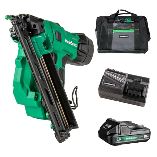 Metabo HPT 18V MultiVolt Brushless Pro 15-GA Angled Finish Nailer Kit, 15 Gauge Finish Nailer, Power Tool with 2.0Ah Lithium Ion Battery, 1-1/4" to 2-1/2" Nails, Powerful Brushless Motor, NT1865DAA by Metabo HPT - Used condition - US$286.87