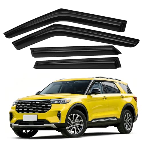 Image of Explorer Rain Guards - Window Visors for Ford Explorer 2020-2026, Out-Channel Side Window Rain Guards for Explorer, 4PCS, Black, Car Accessories