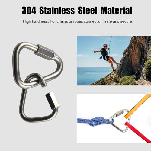 2 Stück Karabinerhaken, Edelstahl 304 Dreieckige Karabinerhaken Klein Schnellverbindung Strapazierfähig für Camping, Wandern, Reisen, Angeln, Rucksack - 3.5mm