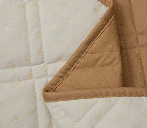 Ameritex Sofa Cover With Anti-Skip Dog Paw Print 100% Water-Resistant Quilted Furniture Protector Slipcover For Dogs, Children, Pets Sofa Slipcover For Leather Couch (68"-Sofa, Sand) #TOP4