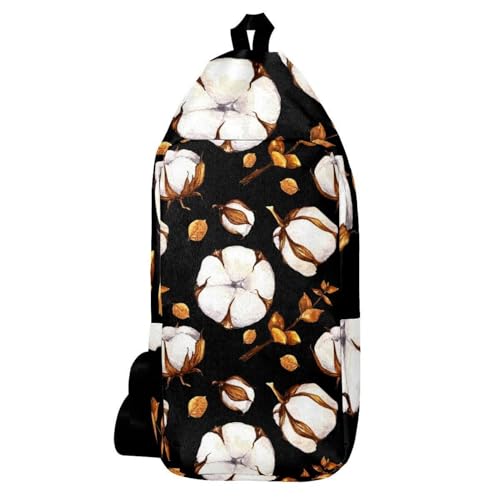 Mochila bandolera de algodón premium con diseño artístico de ramas acuarela