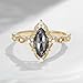 10K 14K 18K Gold Marquise Cut Gemstone Vintage Engagement Ring for Women 2 Carat Gemstone Wedding Ring for Women Sterling Silver Bridal Rings for Her White Yellow Rose Gold(Salt and Pepper Diamond)