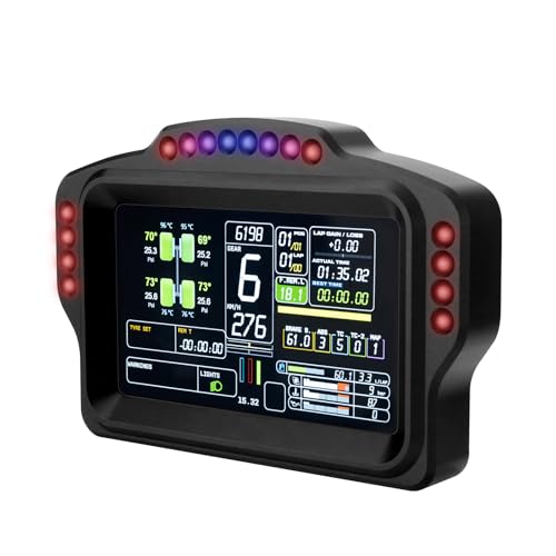 Image of DV480 Pro V5 SimRacing Dashboard-DDU-Display Sim Racing Dash with 5 inch Screen & 16 RGB LEDs for Simulation Racing Games Accessories include Bracket for Wheel Base, Compatible with all DD bases
