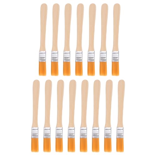 sourcing map Lot de 15 pinceaux de peinture en nylon plats de 1,3 cm - Poils doux avec manche en bois - Pour peinture, bricolage, peinture au latex, meubles, armoires, clôtures, orange