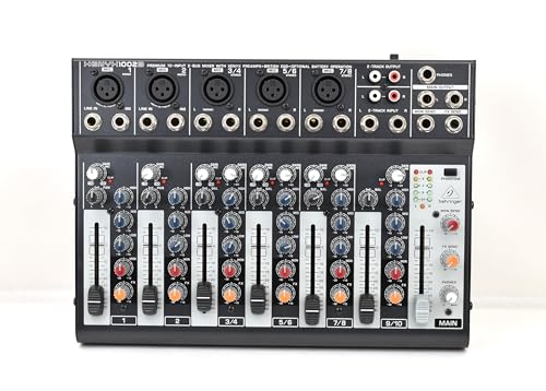 BEHRINGER 1002B Premium 10-Input 2-Bus Mixer with Xenyx Preamps British EQs and Optional Battery Operation, Black