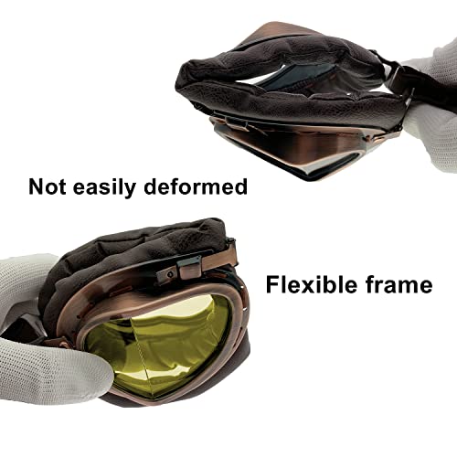 Image of LJDJ Motorcycle Goggles - Vintage Pilot Style Goggles Dirt Bike ATV Motocross Riding Offroad Eyewear Scooter Outdoor Sports Glasses Combat Tactical Goggles for Men Women Youth Adult