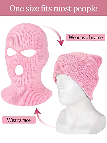 Image of SATINIOR 3 Holes Ski Mask Full Face Cover Outdoor Balaclava Winter Knitted Neck Gaiter for Halloween Sports Cycling