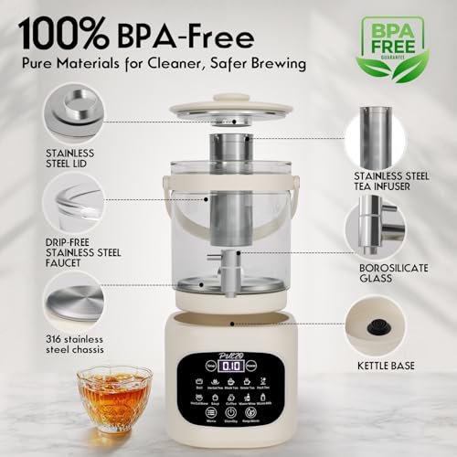 PULZO 3L Electric Kettle with Tap & Tea Infuser, Multi-functional Glass Beverage Dispenser, 6/24H Keep Warm, Temperature Control, Power Adjustment, Portable Beverage Machine for Indoor Outdoor - image 6