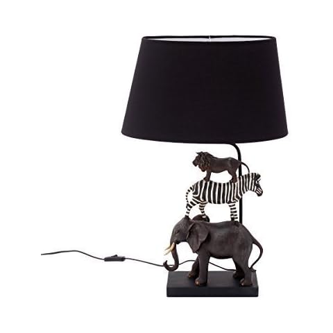 Brillibrum Design Tischleuchte Safari aus Polyresin gefertigt Kinderzimmerlampe Nachttischlampe Afrika Style E27 max 40Watt Tischlampe Tiere 70cm Höhe Cover