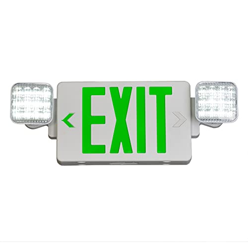 Image of TANLUX Green Exit Sign with Emergency Lights, LED Emergency Exit Light with Battery Backup, UL Listed, AC 120 /277V, Commercial Emergency Lights Combo for Business - 6 Pack