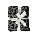 Leopard Knitted Throw Blanket Super Soft Cozy Warm Microfiber Leopard Print Blanket 50"x60"Lightweig