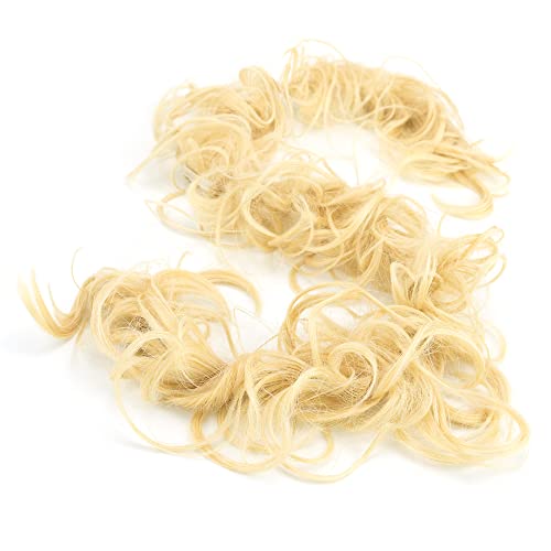 IMISSU Large Size Hairpiece Curly Messy Hair Bun Wrap Scrunchies Elastic Hair Band Donut Updo Chignon Hair Extension Piece for Women Girl (Blonde)