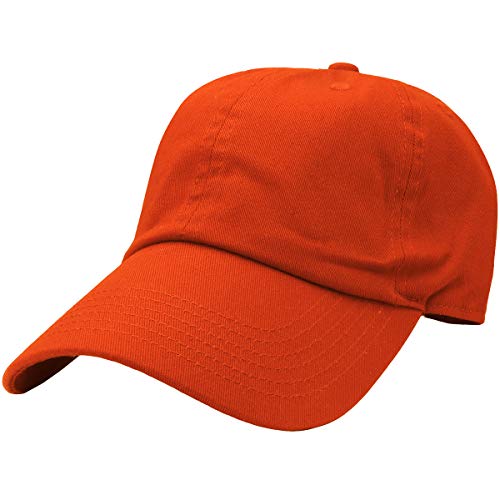 Falari Classic Baseball Cap Dad Hat 100% Cotton Soft Adjustable Size Orange