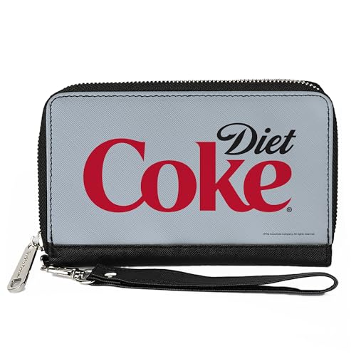 The Coca-Cola Company Wallet, Zip Around, Diet Coke Logo Centered Light Gray Black Red, Vegan Leather