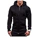 Produktbild Herren Solid Warm Kapuzenpullover Freizeit Mann Reißverschluss Lose Mantel Jugendpullover Outdoor Gr. Medium, Schwarz