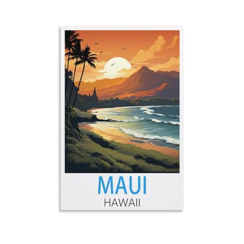 Décoration murale Maui poster de voyage vintage Hawaï toile pour chambre